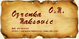 Ozrenka Maksović vizit kartica
